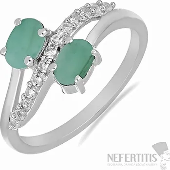 Prsten Prsten stříbrný s broušeným smaragdem Ag 925 026069 EM 52 mm (US 6), 2,7 g