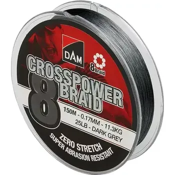 DAM Šňůra Crosspower 8-Braid Dark Grey 150m 0,15mm 9kg 20lb (66588)