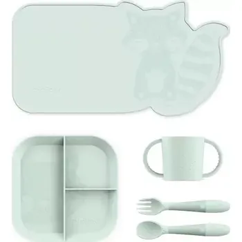 dětská jídelní sada Miniland Jídelní sada s děleným talířem 5-dílná Mint (89537ML)