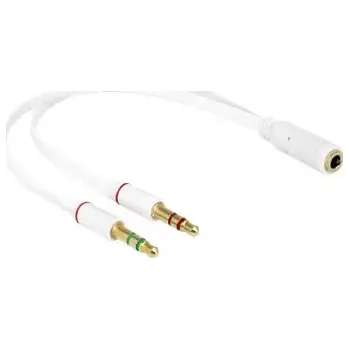 Audio kabel DeLock Headset Adapter 1 x 3.5 mm 4 pin Stereo jack female 2 x 3.5 mm 3 pin Stereo jack male (65585)