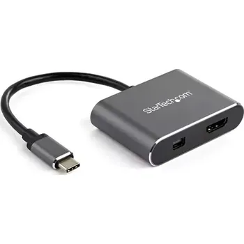 Notebook StarTech Multiport video adaptér USB-C na HDMI 2.0 Mini DisplayPort 1.2 stříbrná (CDP2HDMDP)