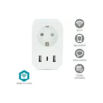 Elektrická zásuvka Nedis SmartLife Chytrá Zásuvka (WIFIP151FWT)