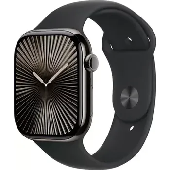 Chytré hodinky Apple Watch Series 10 GPS+Cellular 46mm Břidlicově šedé titanové tělo - Černý sportovní řemínek (S/M) (MWYD3QC/A)