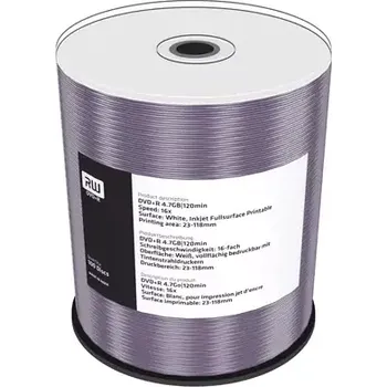 Optické médium MediaRange DVD+R 4.7GB 16x spindl 100ks - Inkjet Printable (MR414)
