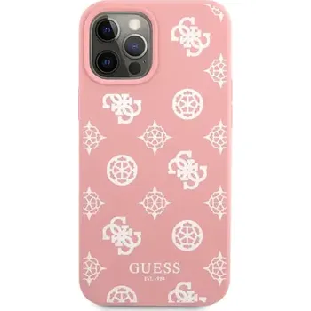 Pouzdro na mobilní telefon GUESS Liquid Silicone White Peony Zadní Kryt pro Apple iPhone 12 Pro Max růžová (3666339004040)