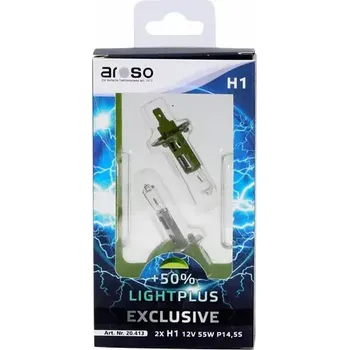Autožárovka Aroso Autožárovky Light Plus H1 12V 55W P14.5s sada 2ks - svítivost plus 50% (20.413)