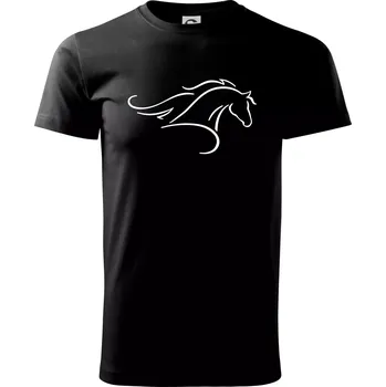 Pánské tričko Kůň - bežící silueta hlavy - Klasické pánské triko vyšší gramáže - 2XL ( Černá )