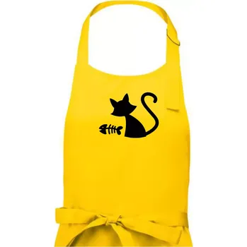 Kuchyňská zástěra Ryba vs kočka - Pánská zástěra na vaření - Univerzální velikost ( Žlutá )