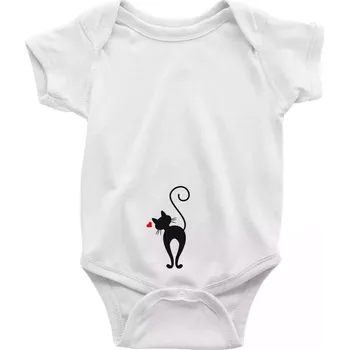 Kojenecký body Zamilovaná kočka zezadu - Body kojenecké s krátkým rukávem - Krátký r. do 3 měs ( Bílá )