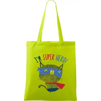Super hero kočka - Taška bavlněná - 42 x 38 cm ( Limetková )