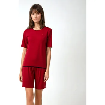 Dámské pyžamo DÁMSKÉ PYŽAMO KRÁTKÉ - FRESH: Bordo L