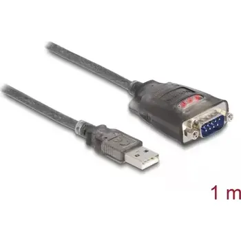 Kabel do PC DeLock Adaptér USB A 2.0 (M) - RS-232 DB9 (M) 1m šedá (61400)