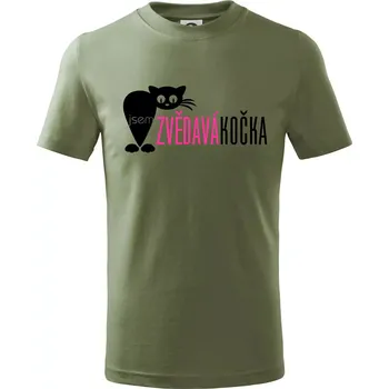Jsem zvědavá kočka - Tričko dětské bavlněné - 134 cm/8 let ( Khaki )