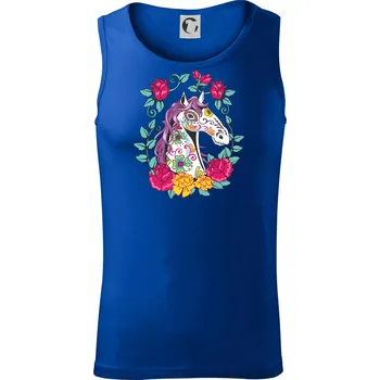 Kůň barevný s květinami - Tílko pánské Core - XL ( Královská modrá )