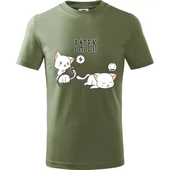 Kočky bez energie pátek - Tričko dětské bavlněné - 104-110cm / 3-4 roky ( Khaki )