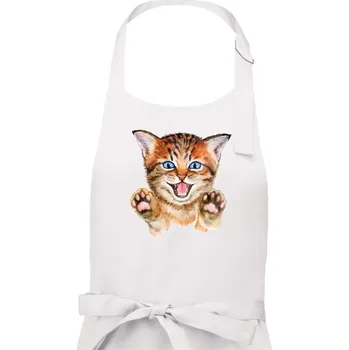 Kuchyňská zástěra Kočka baf - Dámská zástěra na vaření - Univerzální velikost ( Bílá )