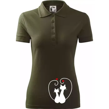 Kočky - Zamilovaný pár - Polokošile dámská Pique Polo - L ( Military )