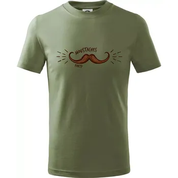 Moustache party - Tričko dětské bavlněné - 146 cm/10 let ( Khaki )