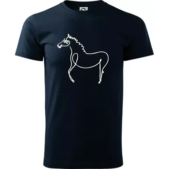 Pánské tričko Kůň kreslený - Triko extra velké (5-8XL) - 8XL ( Námořní modrá (velmi tmavá - téměř černá) )