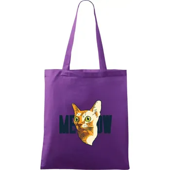 Kočka meow - Taška bavlněná - 42 x 38 cm ( Fialová )