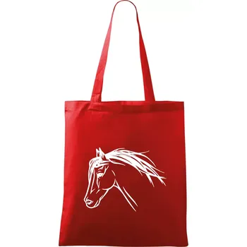 Nákupní taška Kůň - hlava celá - Taška bavlněná - 42 x 38 cm ( Červená )