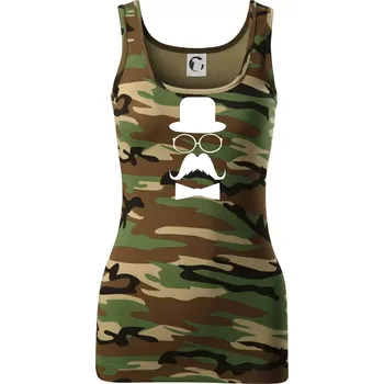 Dámské tričko Mustache pán - Dámské Maskáčové tílko - M ( Hnědý maskáč )