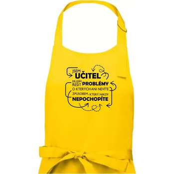 Kuchyňská zástěra Jsem učitel a musím řešit problémy - Pánská zástěra na vaření - Univerzální velikost ( Žlutá )