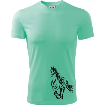 Pánské tričko Kůň běžící - Pánské triko Fantasy sportovní (dresovina) - M ( Mátová )