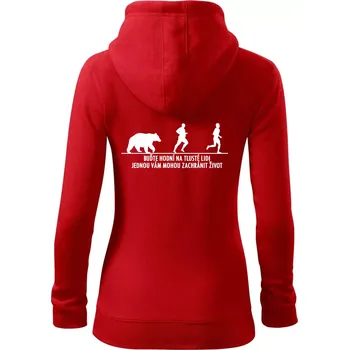 Dámská mikina Buďte hodní na tlusté lidi - Dámská mikina trendy zipper s kapucí - S ( Červená )