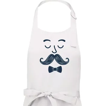 Kuchyňská zástěra Švihák s knírkem - Dámská zástěra na vaření - Univerzální velikost ( Bílá )