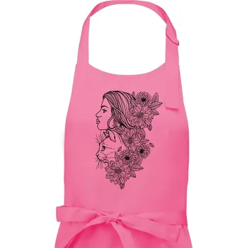 Kuchyňská zástěra Žena a kočka - kreslená - Pánská zástěra na vaření - Univerzální velikost ( Růžová )