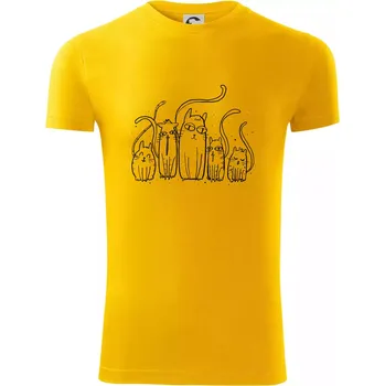 Pánské tričko Kočičí rodina - Viper FIT - Pánské zůžené tričko - 2XL ( Žlutá )