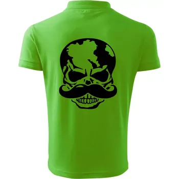 Pánská košile Mustache lebka - Polokošile pánská Pique Polo 203 - 4XL ( Apple Green )