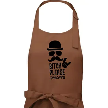 Kuchyňská zástěra Bitch please! Mustache - Dámská zástěra na vaření - Univerzální velikost ( Kakaová )