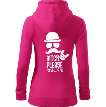 Dámská mikina Bitch please! Mustache - Dámská mikina trendy zipper s kapucí - M ( Purpurová )