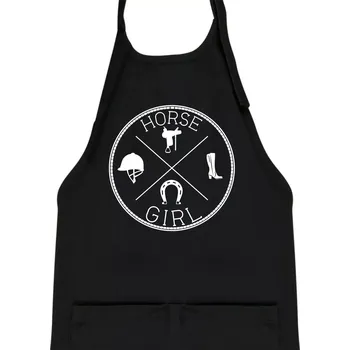 Kuchyňská zástěra Horse Girl kruh - Dětská zástěra na vaření - Univerzální velikost ( Černá )