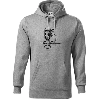 Pánská mikina Kočka a sklínka - Mikina pánská Cape s kapucí - 4XL ( Tmavě šedý melír )