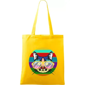 Kočka při barevném západu - Taška bavlněná - 42 x 38 cm ( Žlutá )