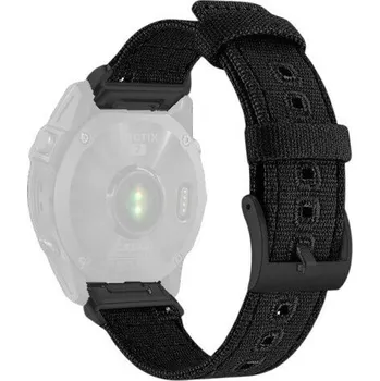 Řemínek na hodinky Nylonový řemínek Ricardo 22mm (pro Garmin Fenix 8/7/6 (47mm), Epix 2 aj.), černý V4, QuickFit