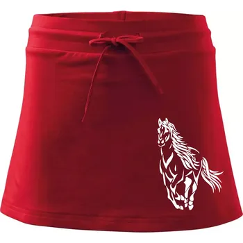 Dámská sukně Kůň běžící - Sportovní sukně - two in one - M ( Červená )