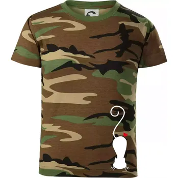 Zamilovaná kočka ležící - Dětské maskáčové triko - 104-110cm / 3-4 roky ( Hnědý maskáč )