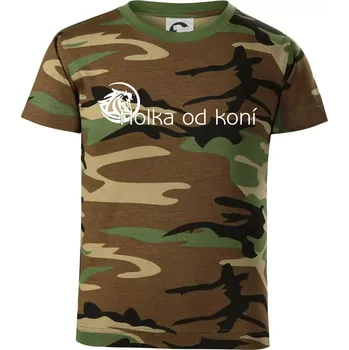 Chlapecké tričko Holka od koní - Dětské maskáčové triko - 104-110cm / 3-4 roky ( Hnědý maskáč )