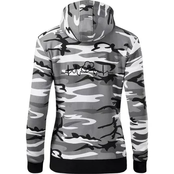 Dámská mikina EKG kuchařská čepice - Dámská mikina trendy zipper s kapucí - M ( Šedý maskáč )