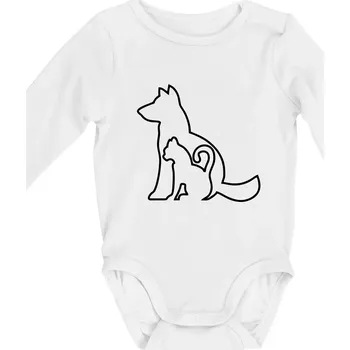 Kočkopes - Body kojenecké s dlouhým rukávem - Dlouhý r. do 3 měs ( Bílá )