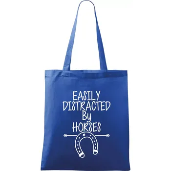 Nákupní taška Easily Distracted by Horse - Taška bavlněná - 42 x 38 cm ( Královská modrá )