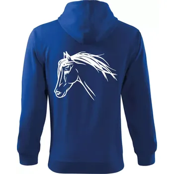 Pánská mikina Kůň - hlava celá - Mikina s kapucí na zip trendy zipper - M ( Královská modrá )