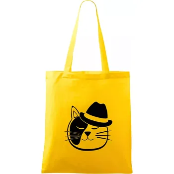 Kočka s kloboukem - Taška bavlněná - 42 x 38 cm ( Žlutá )