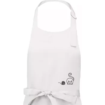 Kuchyňská zástěra Kočka klubíčko - Dámská zástěra na vaření - Univerzální velikost ( Bílá )