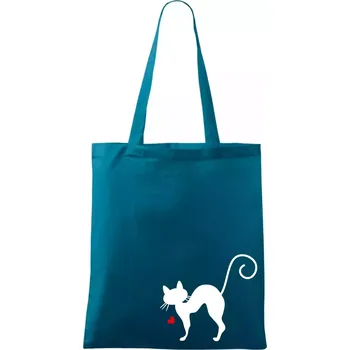 Zamilovaná kočka prohnutá - Taška bavlněná - 42 x 38 cm ( Petrolejová )