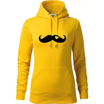 Dámská mikina Mustache love - Mikina dámská Cape s kapucí - S ( Žlutá )